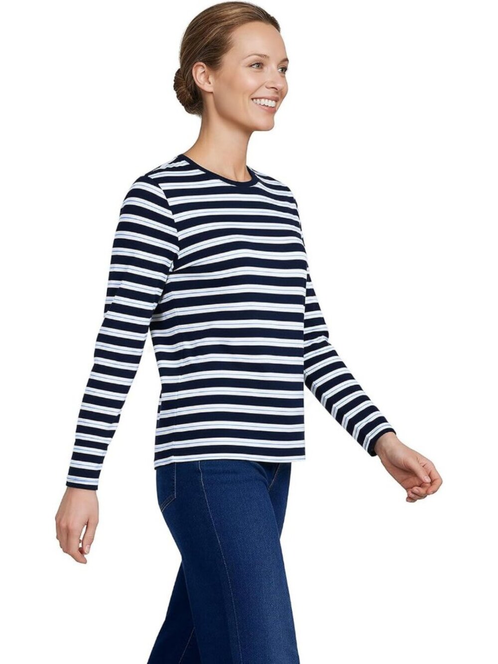Soft Supima Cotton Long Sleeve Crew Tee for Women - Versatile & Comfortable Top